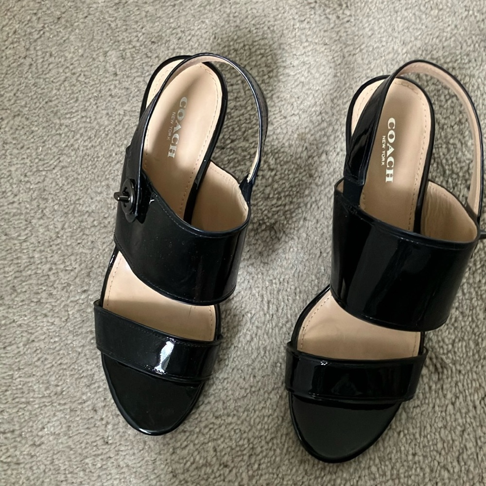 Coach Black Sandals with Slingback Design